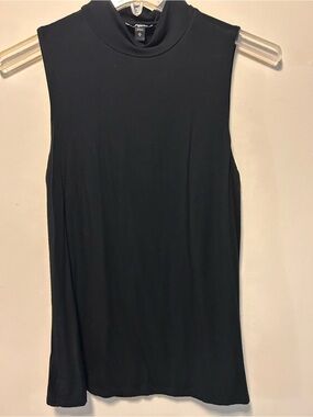 EXPRESS minimalist Sleeveless Mock Neck Top Black Medium